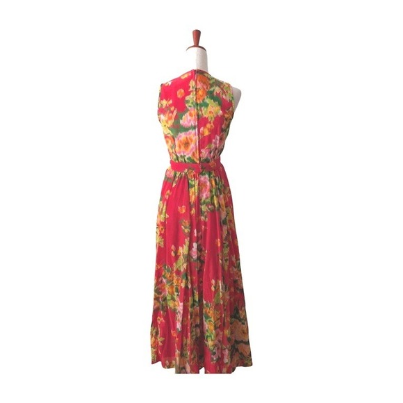 Lanz Originals Vintage Red‎ Floral Maxi Dress Sleeveless Boho Bohemian Size S - Picture 6 of 9